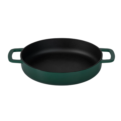 Combekk® Double Handle Skillet (28cm) – Enameled Recycled Cast Iron, Holly Green