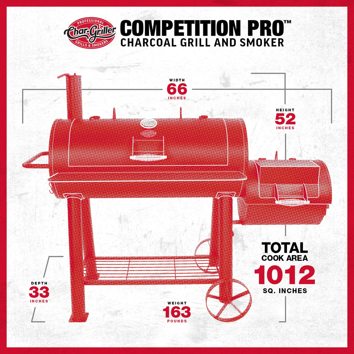 CHAR-GRILLER Competition Pro™ Offset Smoker Charcoal Grill - Importeco