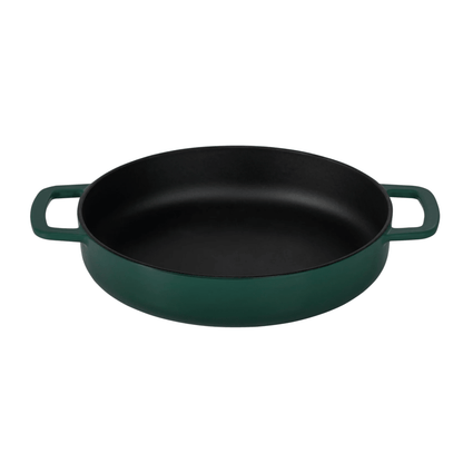 Combekk® Double Handle Skillet (28cm) – Enameled Recycled Cast Iron, Holly Green - Importeco